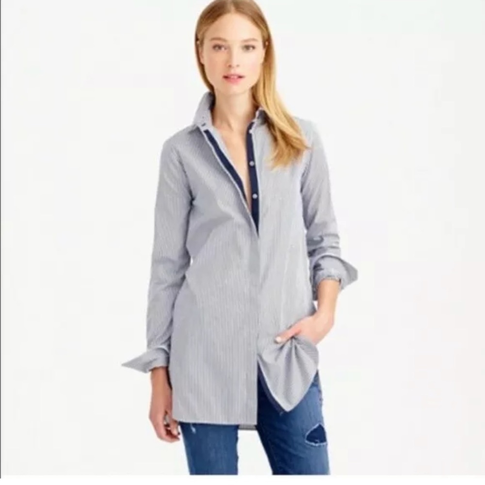 Jcrew Women’s Endless Shirt 2 Blue Stripe Tunic 4p